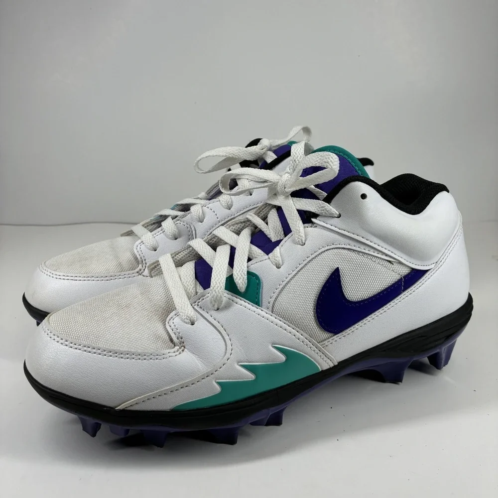 Jordan Brand Stadium 90 Low TD Men's 10.5 White Grape Football Cleats HQ0210-105